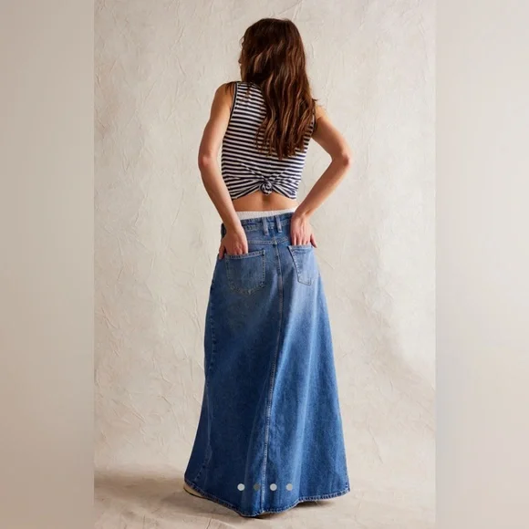 Free People - Denim Maxi Skirt - Picture 2 of 8